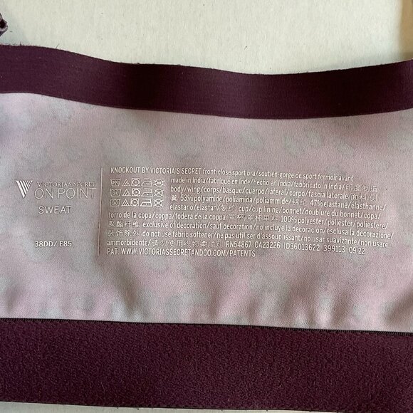 Victoria's Secret Knockout Front-Close Sports Bra, Purple / Leopard Print, 38DD - Picture 10 of 10